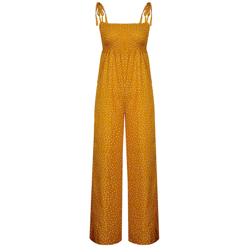 

Sexy Backless Polka Dot Jumpsuit Loose Trousers Wide Pants Rompers Summer Holiday Women Clothing 2021 Female One Piece Overalls