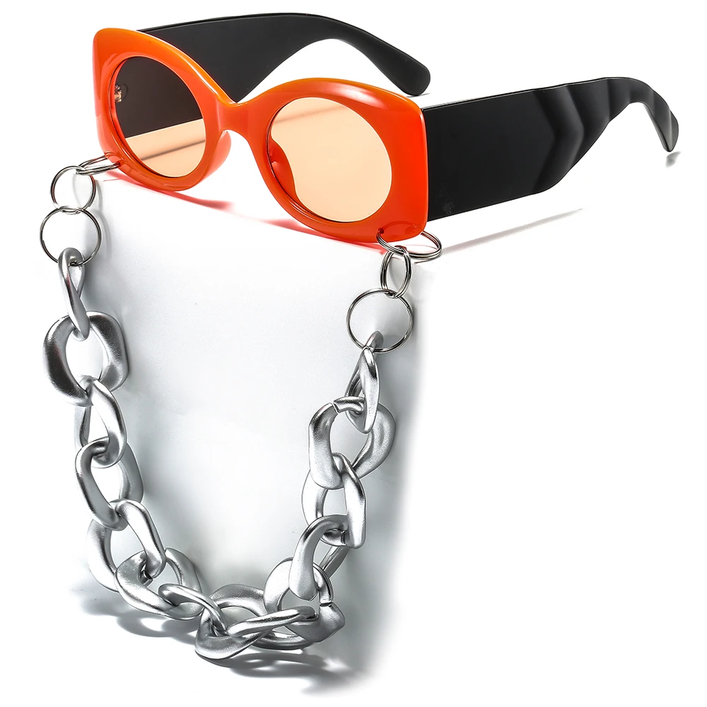 

Retro Sunglasses Women and Men Luxury Designer Round Clear Lens Earrings Chain Eye Glasses Frames for Women Wholesale