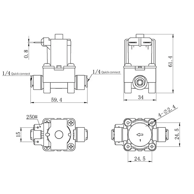

Electric Plastic Solenoid Valve 220V Normal Close 1/4" Hose Pipe Quick Conntection Water Reverse Osmosis System