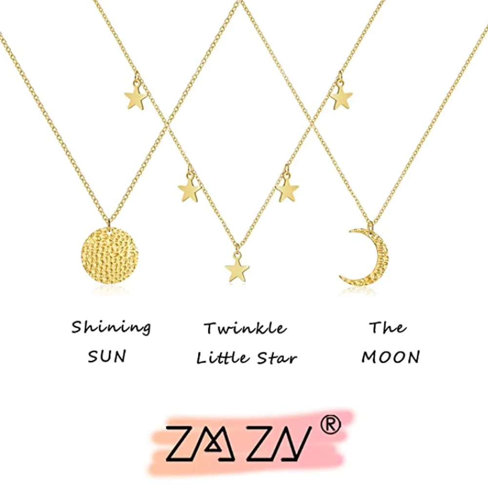 ZMZY золотой цвет минимализм луна Шарм многослойная цепочка из нержавеющей стали