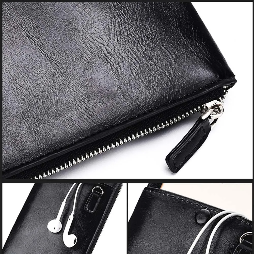 High Quality Zipper Men Luxury Flash Card Wallets Cellphone Classic Long Credit Invitation Purse male wallet leather clutch | Багаж и