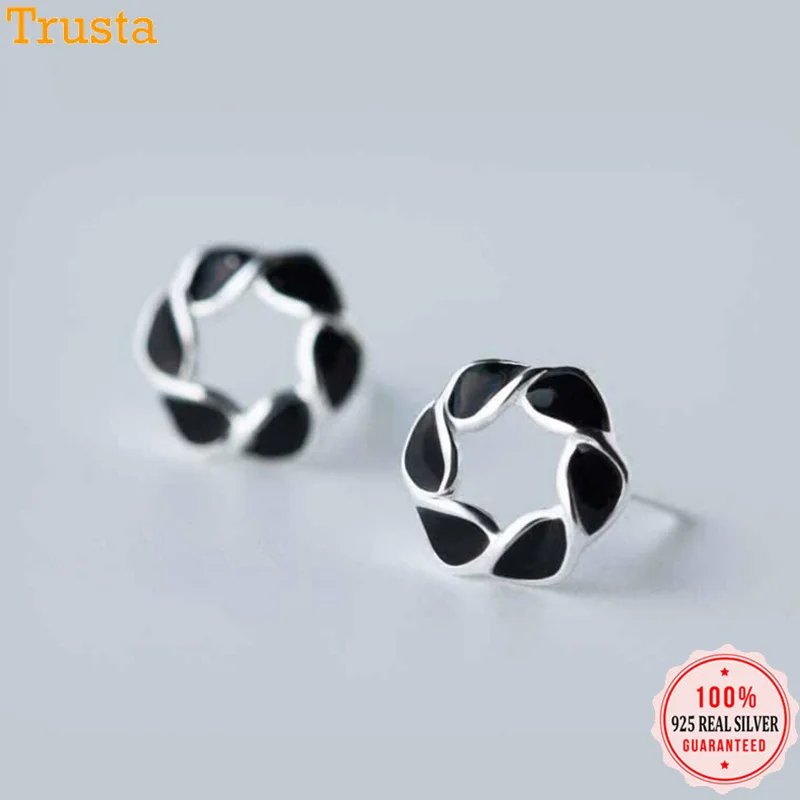 Trusta, 925 пробы, серебряные серьги-гвоздики, соединенная цепочка, модное ювелирное изделие на день рождения дочери, подарок, хорошее ювелирное изделие DS1434