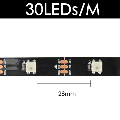 Black 30 LED WS2812B DC 5 В Светодиодная лента RGB 50 см 1 м 2 м 3 м 4 м 5 м 30/144 светодиодный s умный адресуемый пиксель чёрно-белые печатные платы WS2812 IC 17Key Bar - Испускаемый цвет: Black 30 LED