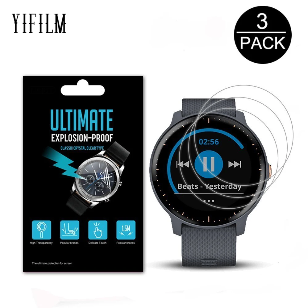 

3 упаковки для Garmin Vivoactive 3 протектор экрана с защитой от царапин и пузырьков для смарт-часов GPS Взрывозащищенная защитная пленка