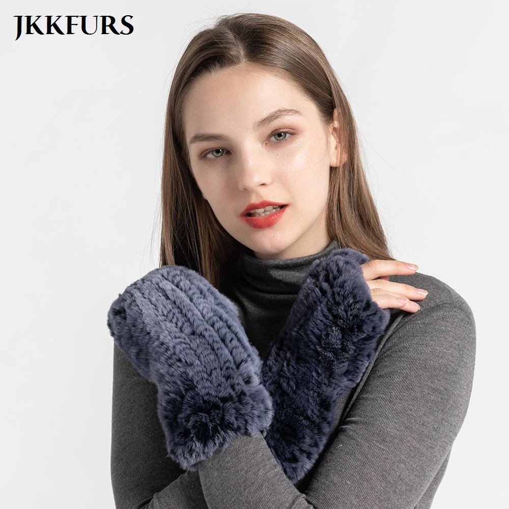 Новое поступление женские перчатки из натурального кроличьего меха зимние