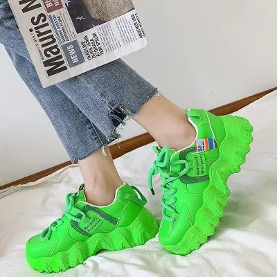 

2021 autumn new women's shoes increased thick-soled wave bottom casual large size flat sneakers
