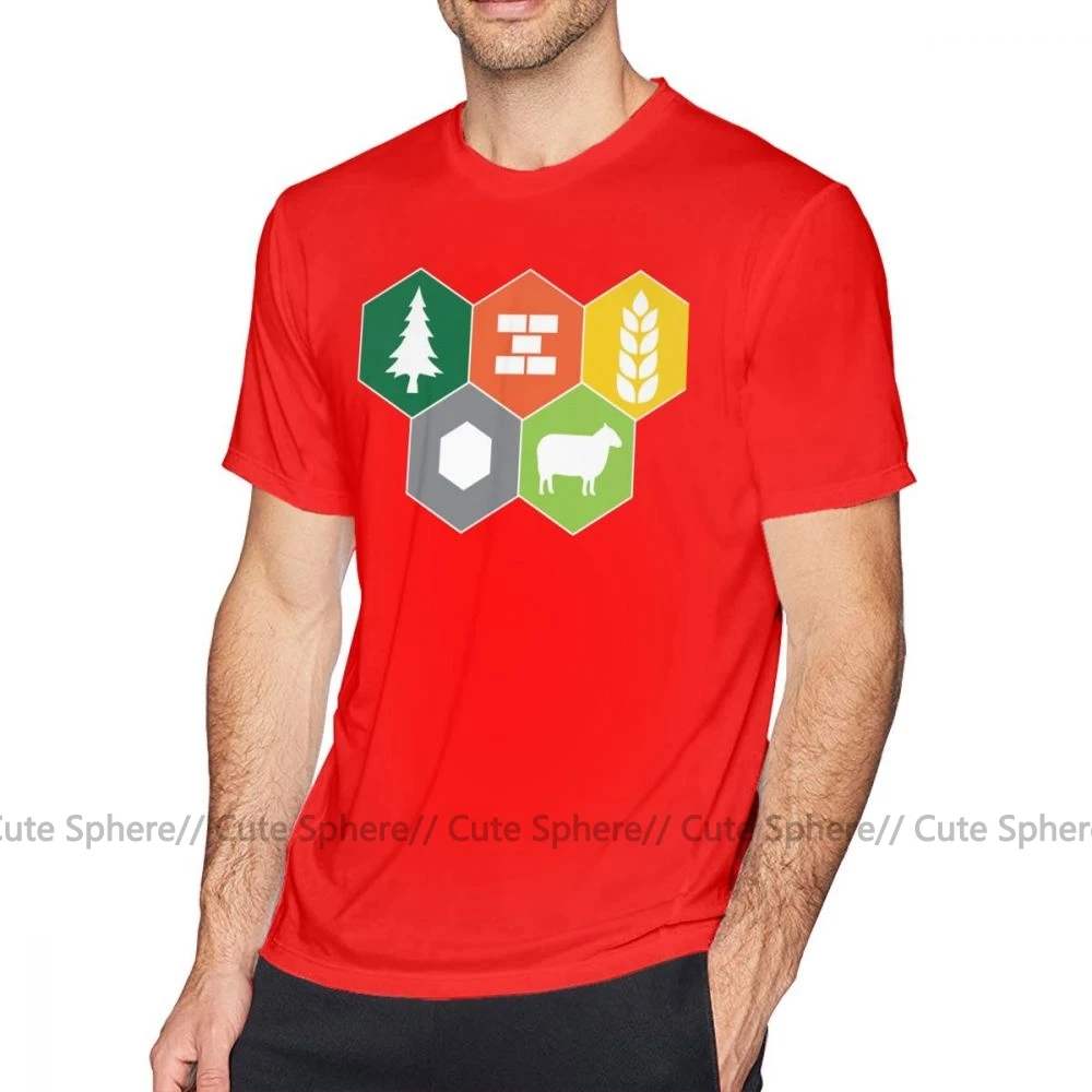 Catan, футболка, Settlers Of Catan Fan, футболка, забавная футболка с коротким рукавом, футболка для мужчин, с графическим рисунком, для пляжа, хлопка, большая футболка - Цвет: Red