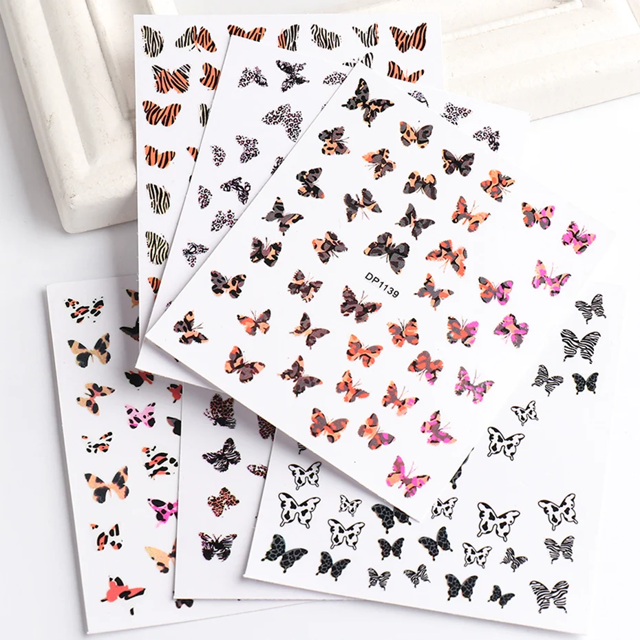 

3D Nails Stikkers Leopard Butterfly Sliders For Nails Self-Adhesive Sexy Tattoo Sticker Designer nail Accessories SADP1135-1146
