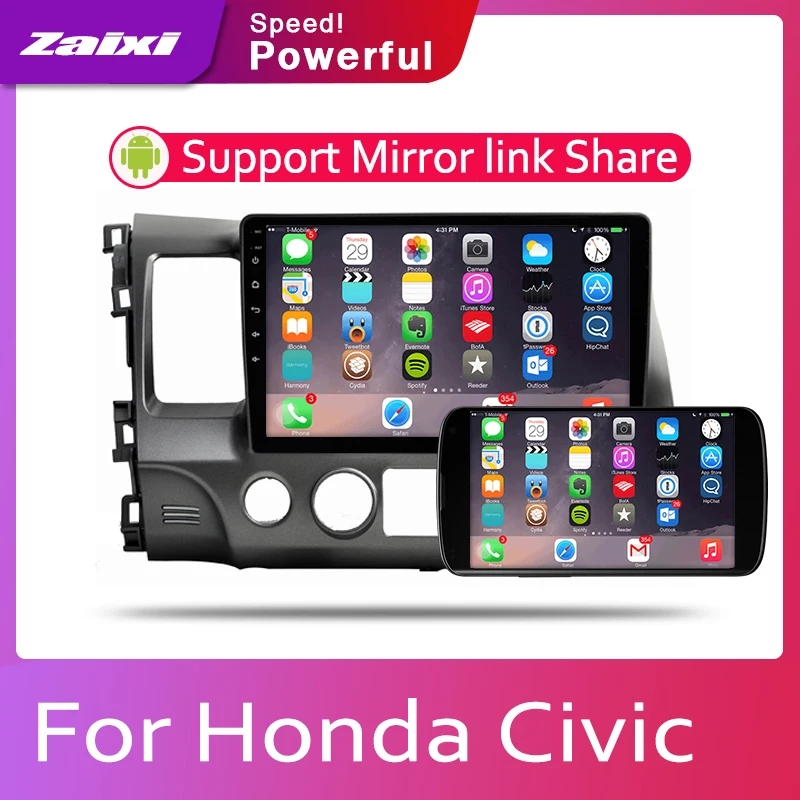 ZaiXi Android автомобильный 2 din Мультимедиа GPS навигация для Honda Civic 2006 ~ 2011 vedio стерео