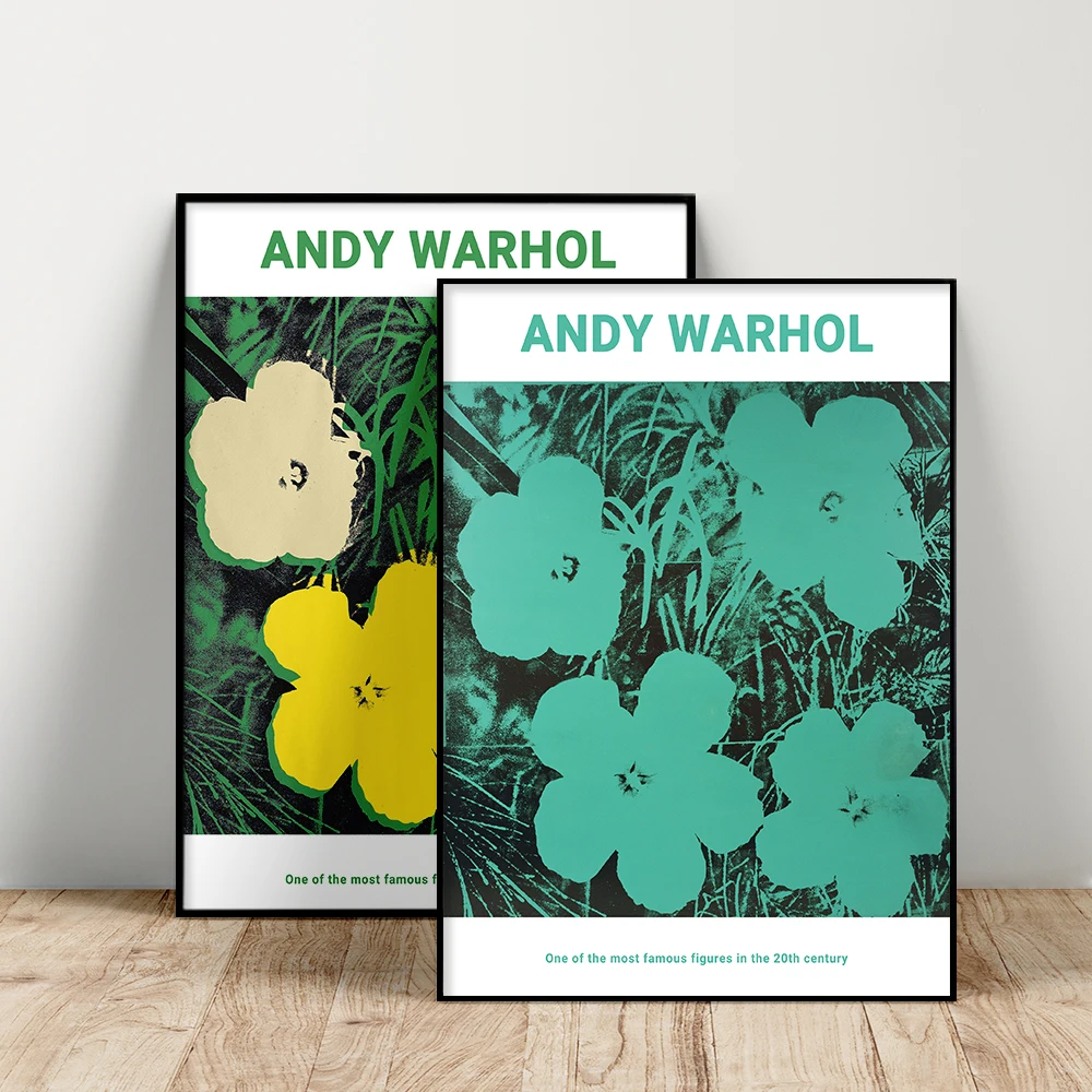 

Andy Warhol Exhibition Museum Poster, Warhol Flowers Art Prints, Andy Color Flwoer Leaf Oil Painting, Nordic Plant Wall Picture