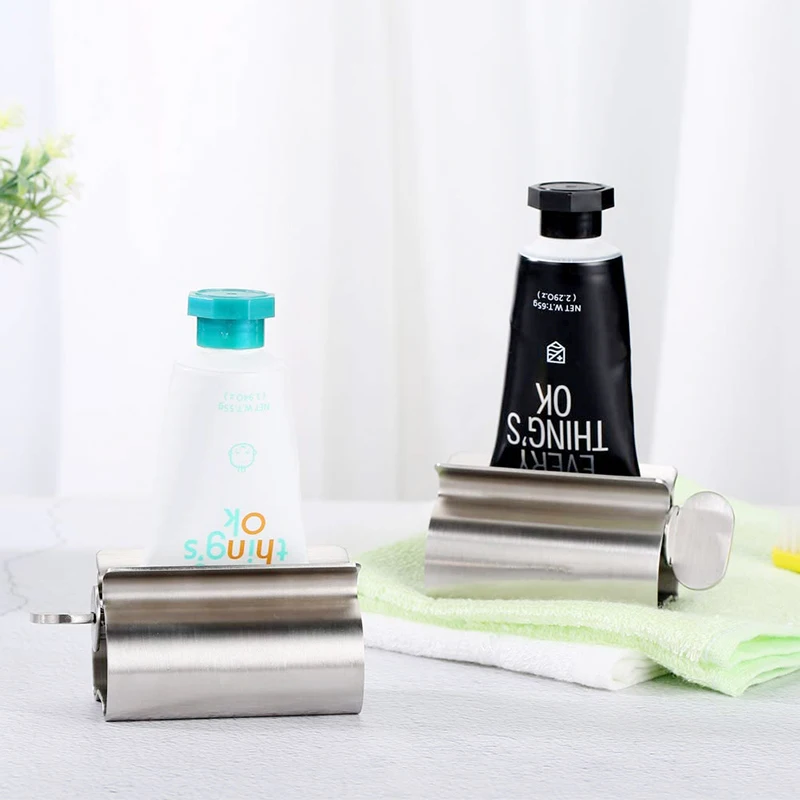 Stainless Steel Rolling Toothpaste Squeezer Tube Dispenser Bathroom Accessories Set Toothbrush Holder Storage Rack | Дом и сад