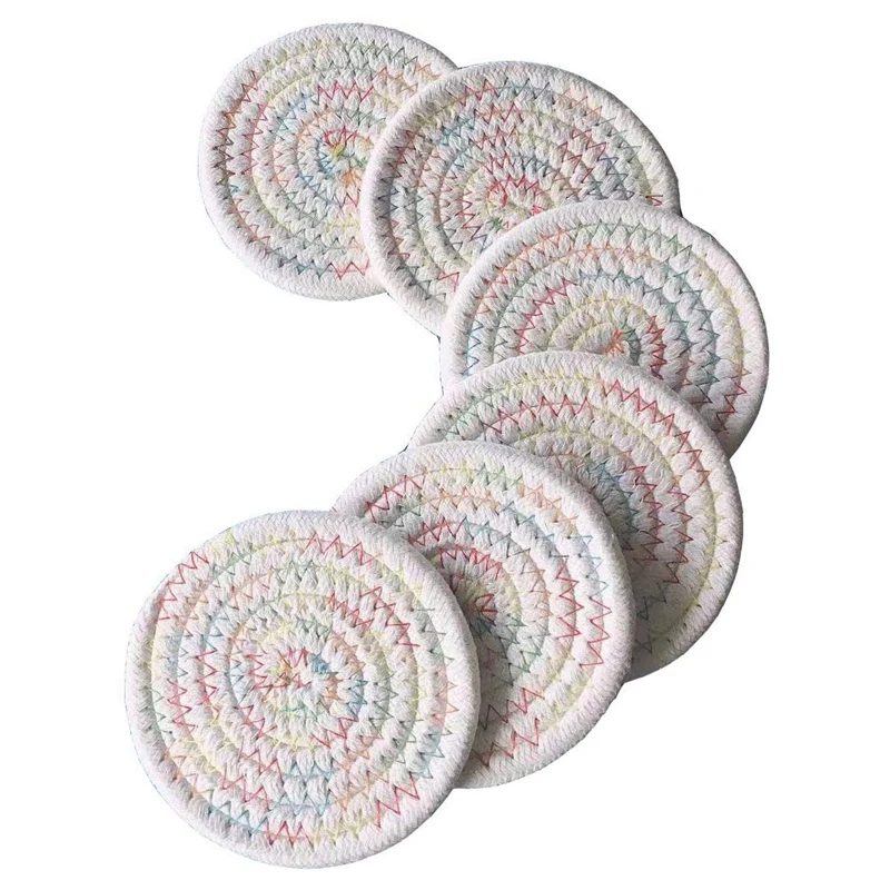 6 шт. плетеные подставки для напитков обеденный стол впитывающие тканые набор