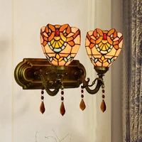 european style baroque bedroom bedside wall lamp colorful glass retro double headed home decoration hotel double headed