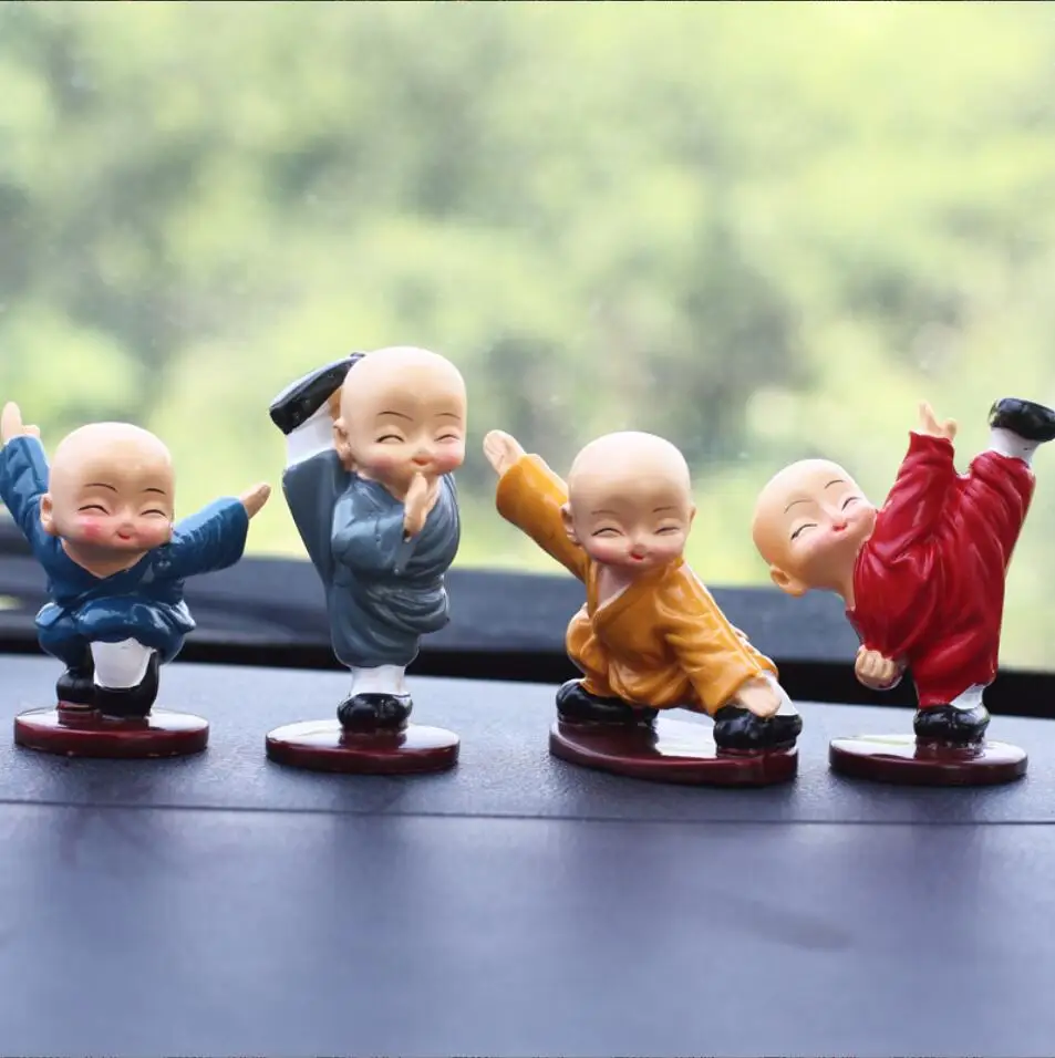 

Car Decor 4Pcs/Set 4 Don't Resin Monks Maitreya Buddha Kung Fu Figure Doll Gift Auto Dashboard Decoration Pendants Charms H0511
