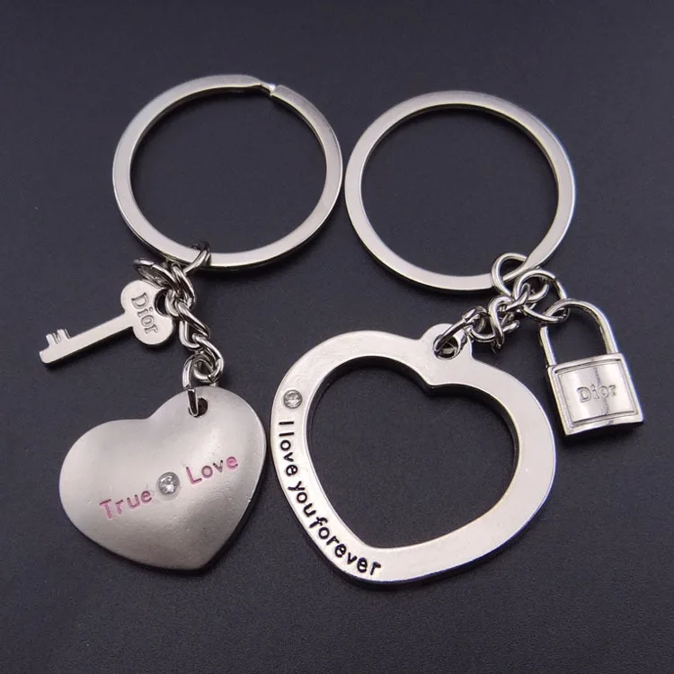 

FREE SHIPPING BY DHL 200 pairs/lot Wholesale New Key and Lock Keychains Couple Heart keyrings Lovers Gifts for Wedding