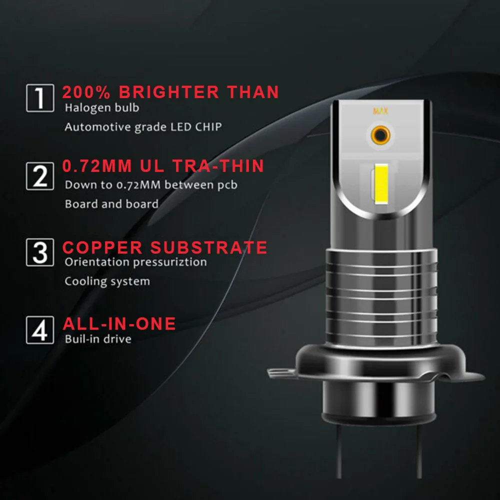 2шт набор Авто H7 светодиодный фары 6000K 20000LM Противотуманные лампы IP68 110W