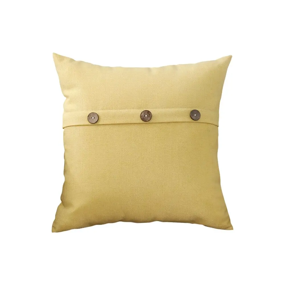 

Pure color imitation linen creative cushion home sofa button square pillow 45*45cm