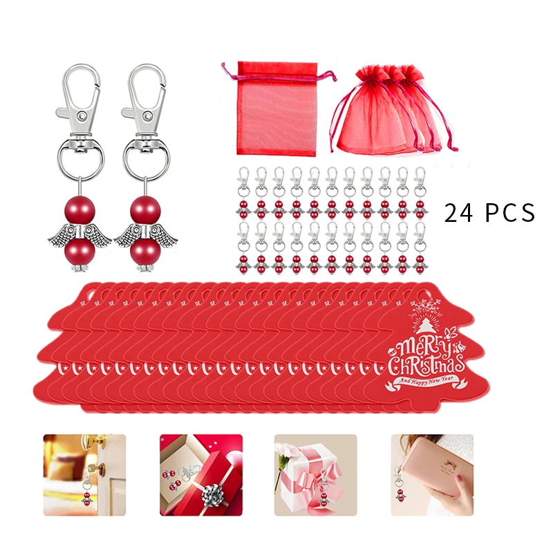 

24pcs/set New Christmas Crafts Angel Wings Christmas Tree Ornaments Pendant Christmas Decorations for Home Xmas Gift Box Decor