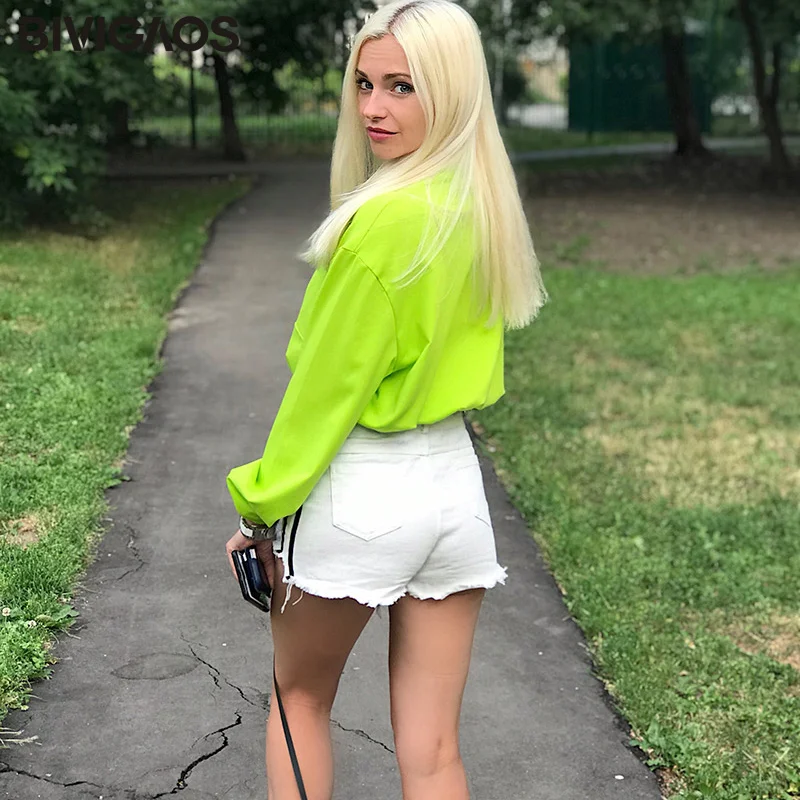 BIVIGAOS женские летние Стиль досуга боковые белые полосатые шорты джинсы большие