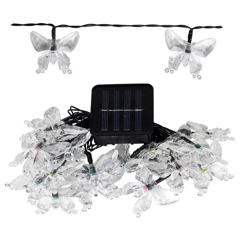 

30 LED Solar Powered Butterfly Fairy String Lights Waterproof Solar Lamp Outdoor Garden Holiday Decoration Garland Lights
