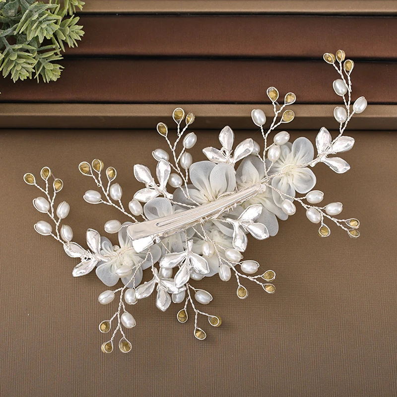 Цветок Стразы жемчужный зажим головная повязка для женщин свадебные украшения
