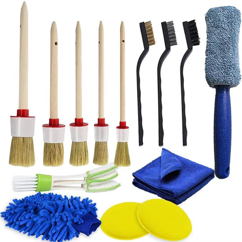 

14pcs/Set Car Detailing Brush Car Sponge Brushes Interior Air Conditioning Air Outlet Detail Rim Cleaning Dirt Cleaning Tools