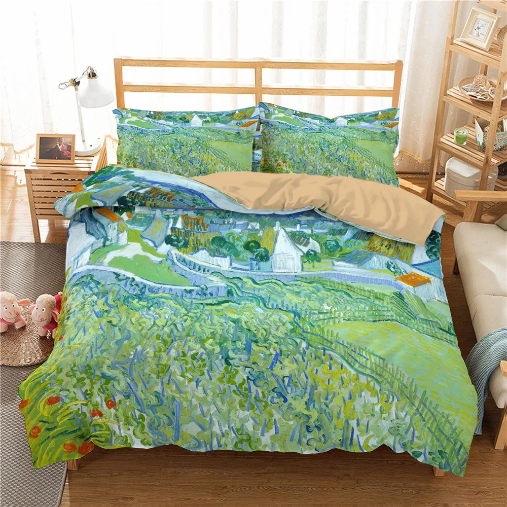 

Bedding Set With Pillowcase 2/3 Pcs Duvet Cover Sets Van Gogh Oil Painting Single Double Queen King Size Quilt Covers