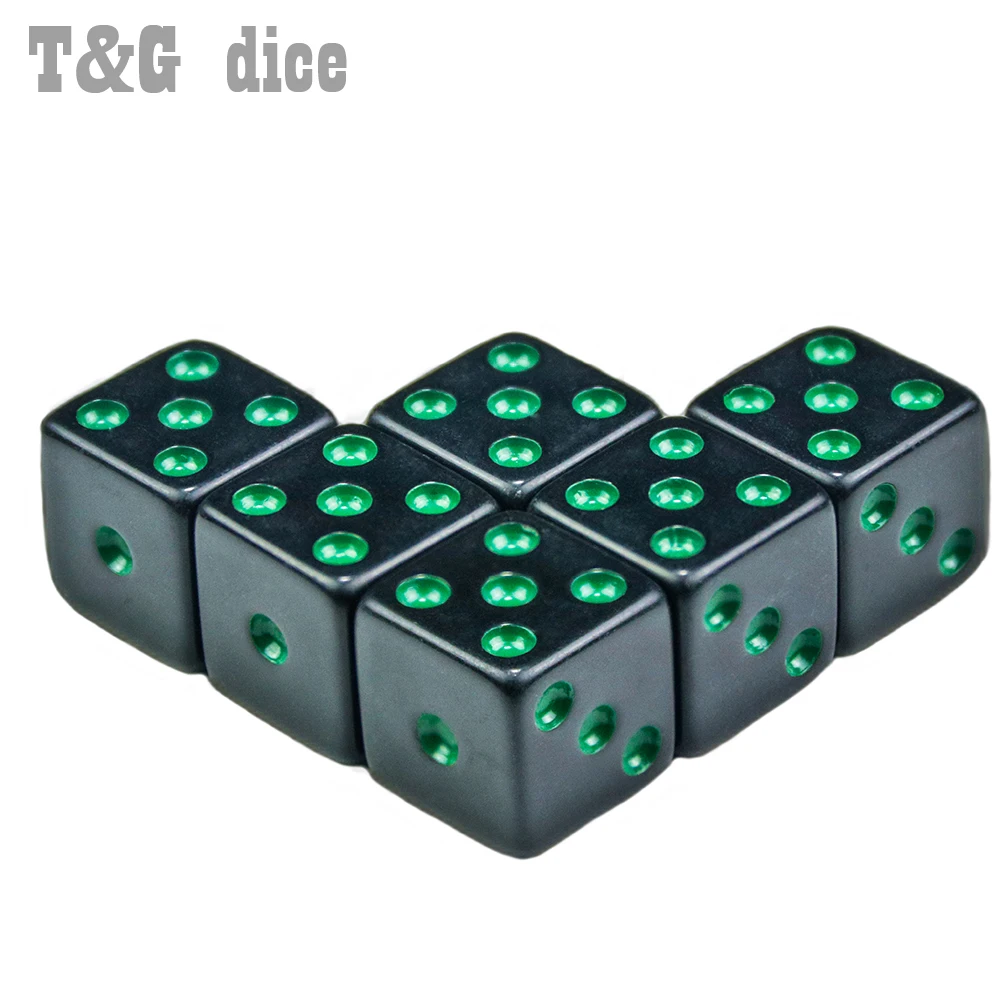 Черные игральные кости с красочным цифровым 6 шт./компл. 16 мм Новый s Cube D6