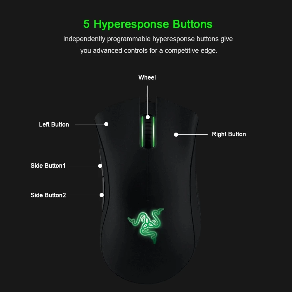original razer deathadder essential wired gaming mouse mice 6400dpi optical sensor 5 independently buttons for laptop pc gamer free global shipping