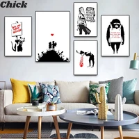 banksy graffiti art pictures abstract canvas painting black white wall art posters and prints modern living room home decor