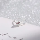 Милые маленькие кольца с милым Кроликом, 925 пробы серебряные женские открытые кольца с изменяемым размером SRI503