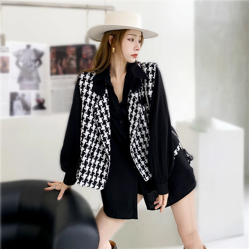 

Graceful Ladies Women's Vest Autumn Korea Fashion Women's Clothing 2021 Plaids Sleeveless Knitted Vests Women Outerwear SL336