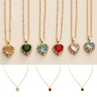 Ожерелье для женщин Золотая Цепочка Многоцветный кулон в форме сердца из циркония винтажные Ожерелья Цепочка до ключиц ювелирное изделие чокер очаровательные роскошные подарки