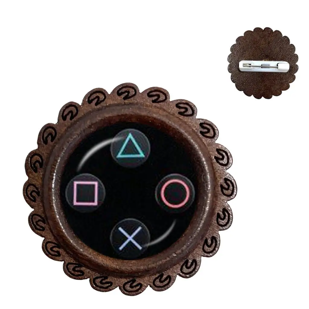 Vintage Video Game Controller Wood Brooch Cool Men Gaming Gamer Collar Pins Retro Gamepad Brooches Gift | Украшения и аксессуары