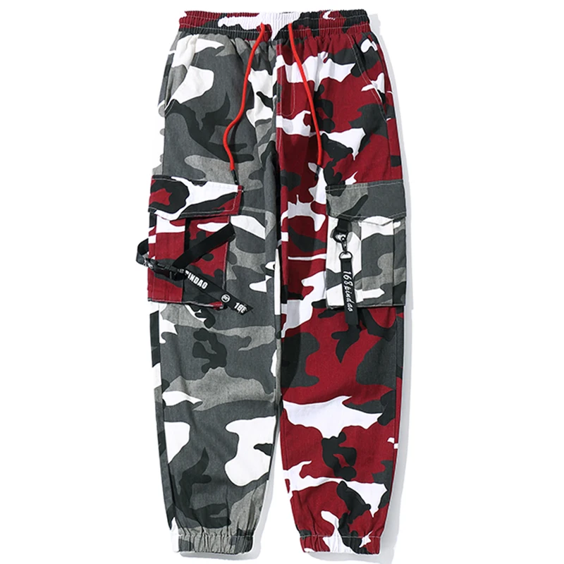 

Брюки мужские камуфляжные в стиле хип-хоп, повседневные джоггеры, уличная одежда в стиле панк, Молодежные хлопковые брюки контрастных цвето...