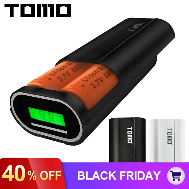 TOMO D2 Dual USB Li-Ion интеллектуальное зарядное устройство портативный lcd умный DIY банк питания для мобильного телефона Чехол Поддержка батареи 26650
