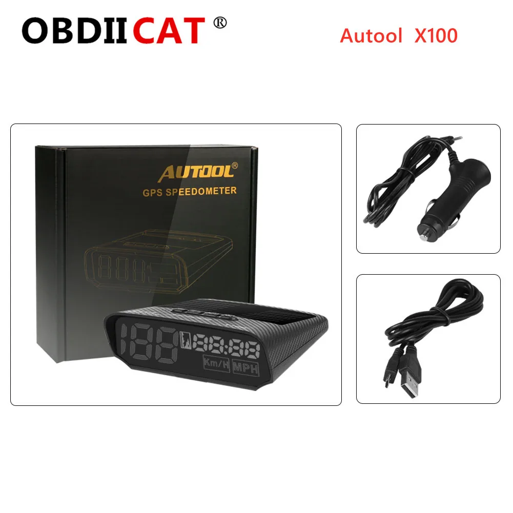 Оригинальный HUD AUTOOL X100 Универсальный head up display OBDII OBD2 и GPS Автомобильный спидометр