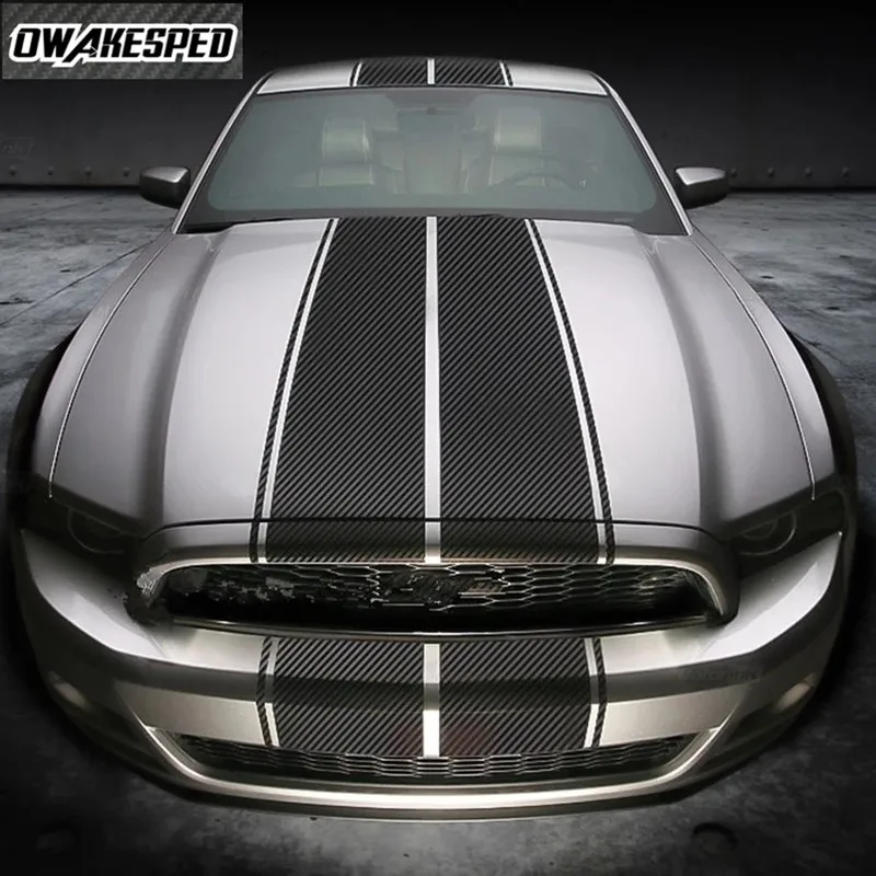 

For-Ford Mustang GT Car Hood Roof Tail Whole Sticker Auto Body Decor Decals Racing Sport Styling Stripes Vinyl Decal