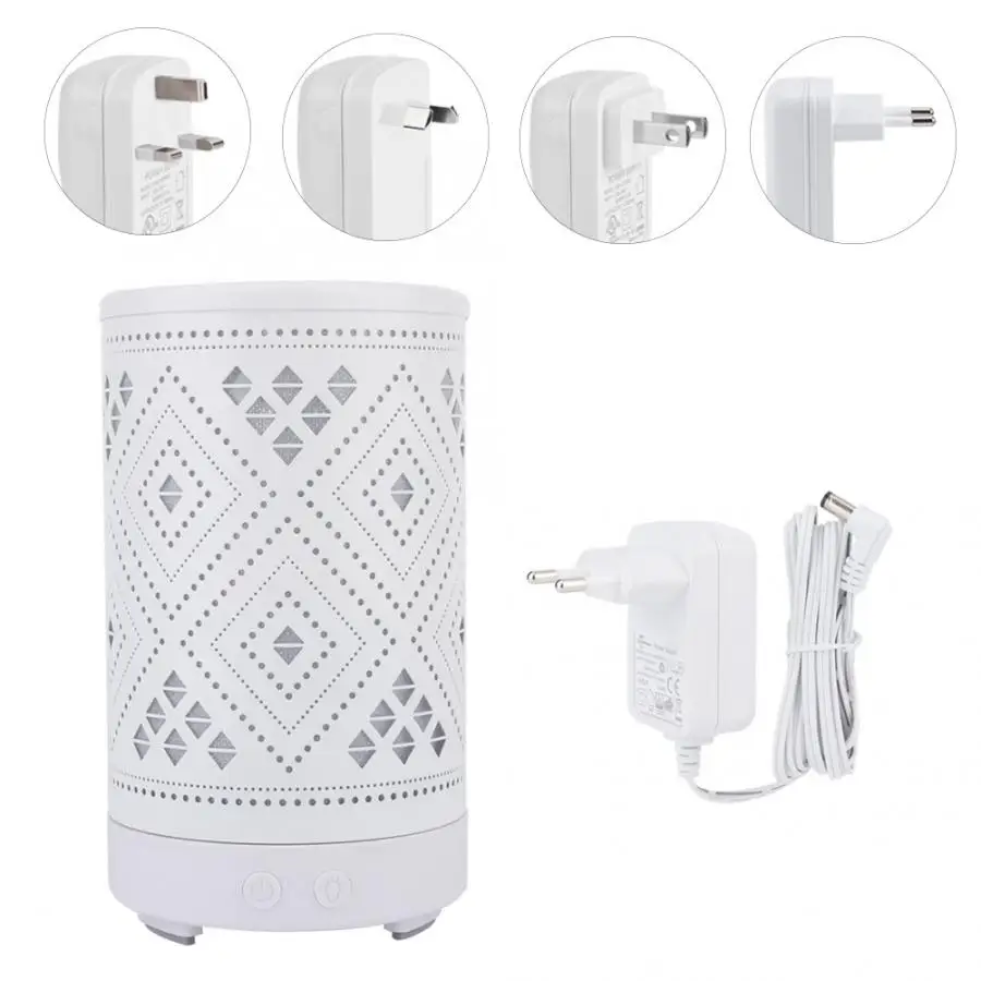 

Desktop Hollow Iron Humidifier Aroma Diffuser with Colorful Night Light White 100-240V 100ml