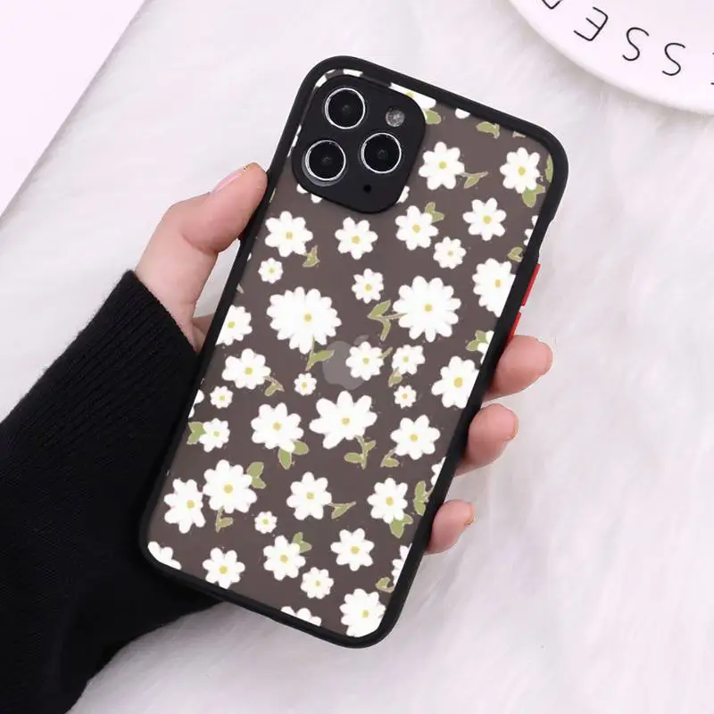 

Daisy Flower Phone Cases matte transparent For black iPhone 7 8 x xs xr 11 12 pro plus max mini Clear Funda