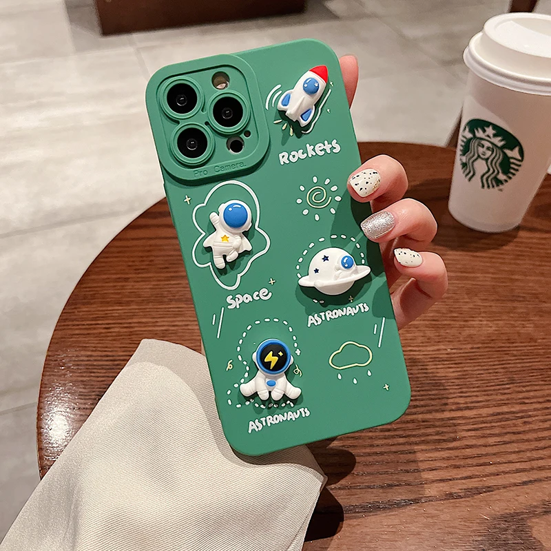 luxury 3d cartoon astronaut phone case for xiaomi mi 12 pro 11 lite 11t 10t 11i poco f3 redmi k50 10 note 11 10 10s 9s 9 8 cover free global shipping