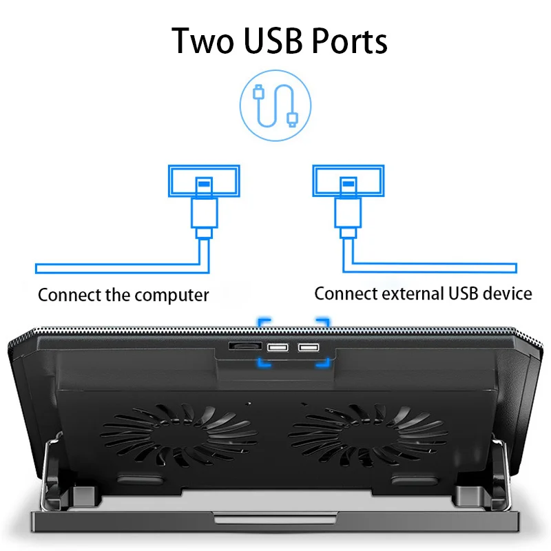 two usb laptop cooling pads large size for 12 16 inch notebook silent gaming laptop cooler wind speed adjustable laptop stand free global shipping