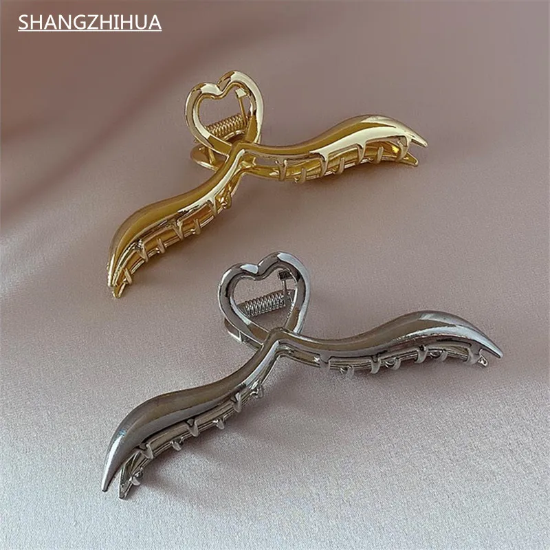 European and American Fashion Simple Metal Hairpin Hair Accessories For Woman Large Plate Hairpin Elegant Ball Head Shark Clip