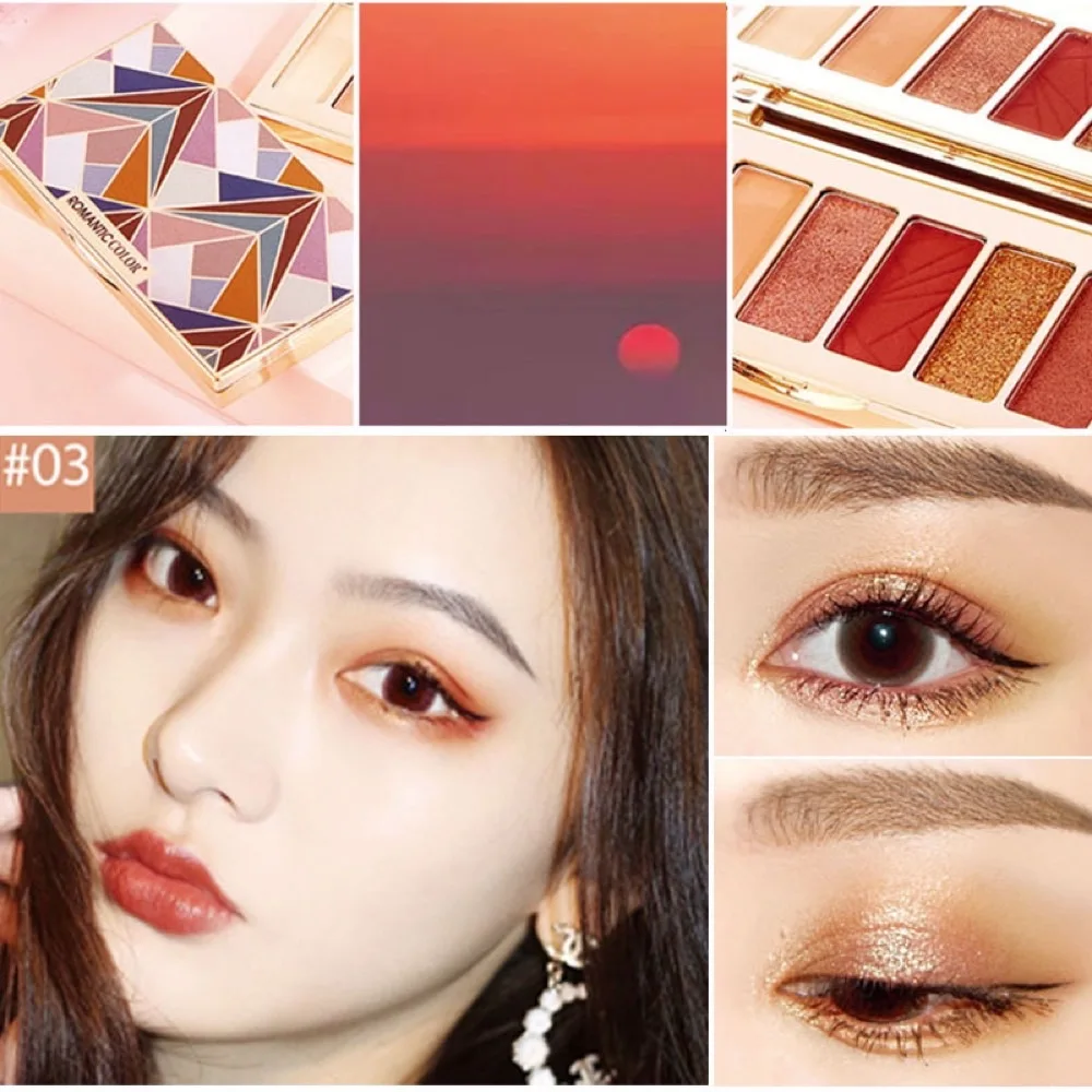 

Romantic color, colorful lattice eyeshadow palette, 6-color eyeshadow, pearlescent matte sequin combination, eye shadow, delicat