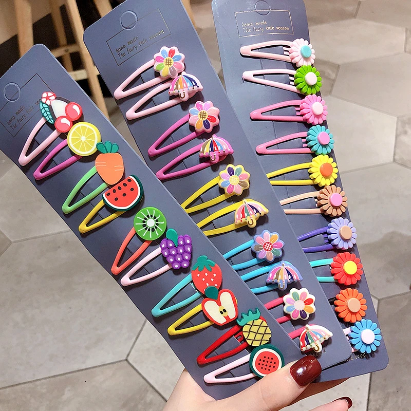 

6/10/15 PCS/Set Girls Cartoon Cute Animals Fruit Hairpins Children Lovely Hair Clips Barrettes Headband Kids Hair Accessories