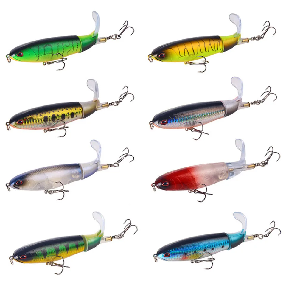 

1PCS Fishing Lure Artificial Bait Hard Plopper Soft Rotating Tail Fishing Tackle