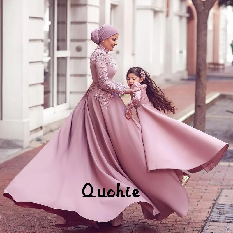 

Pink Muslim Pantsuits Evening Dresses Scarf Special Occasion robe soiree Islamic Dubai Kaftan Saudi Arabic Prom Gown