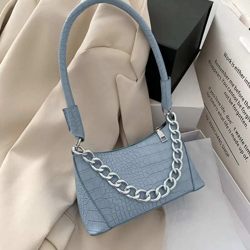 

Fashion Design Women's Armpit Handbags Crocodile Pattern PU Leather Ladies Baguette Bag High Quailty Clutch Small Shoulder Bags
