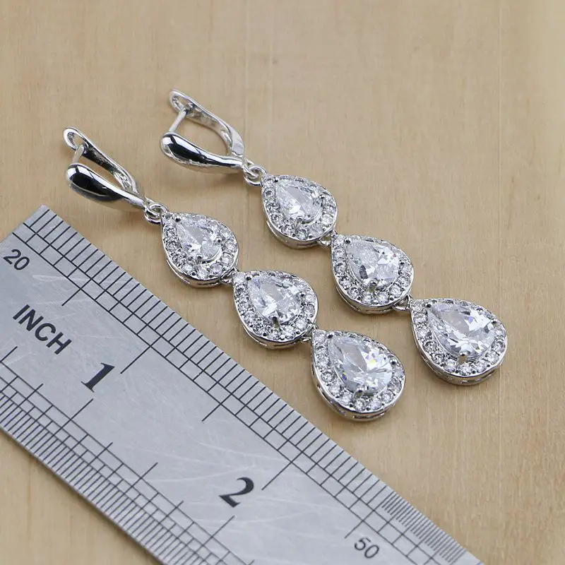 Комплект из колье серёг кольца и браслета серебра 925 пробы|jewelry sets women|zircon jewelry
