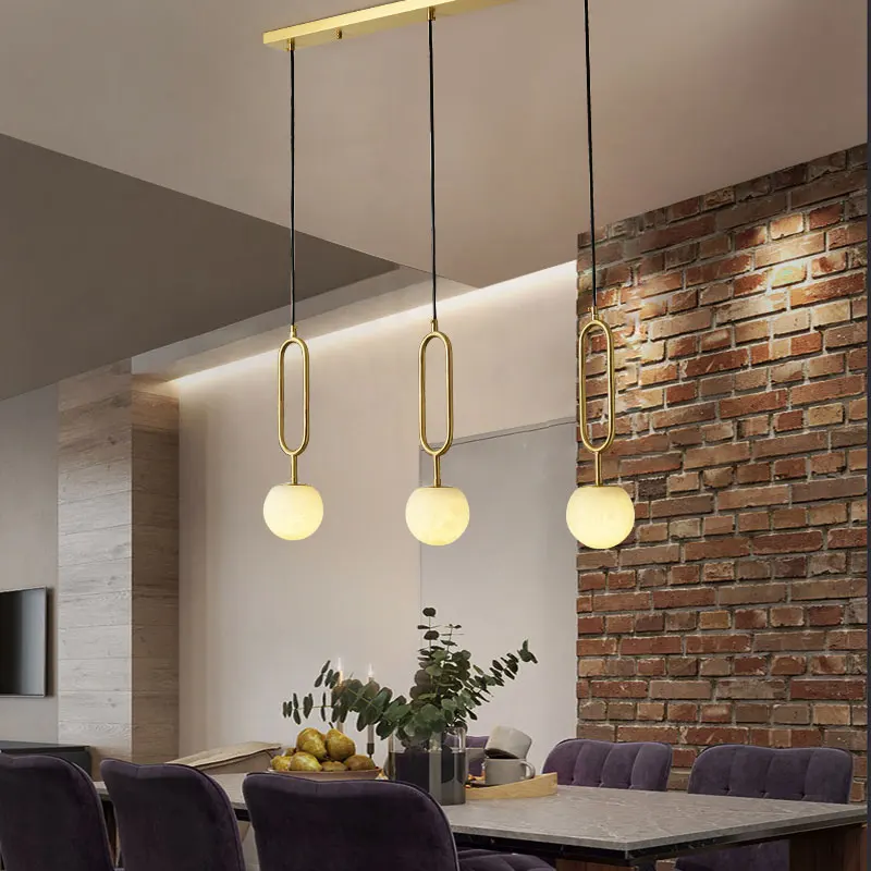 Маленький подвесной светильник в скандинавском стиле 3 насадки Мраморный